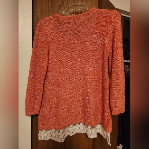 Style and Co. Orange Sweater with Lace Trim - Picture 5 of 5